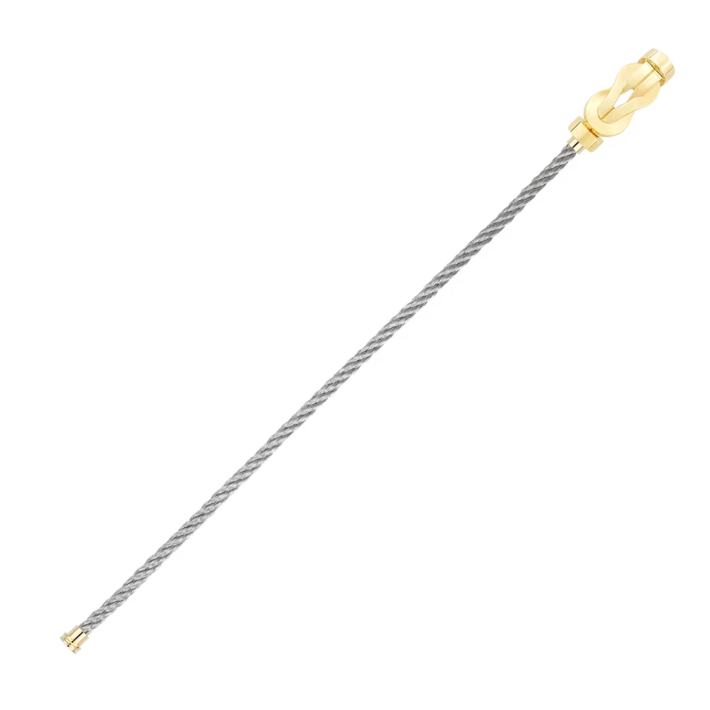 Bracelet Fred Chance Infinie moyen modèle en or jaune et câble acier 0B0104-6B0279