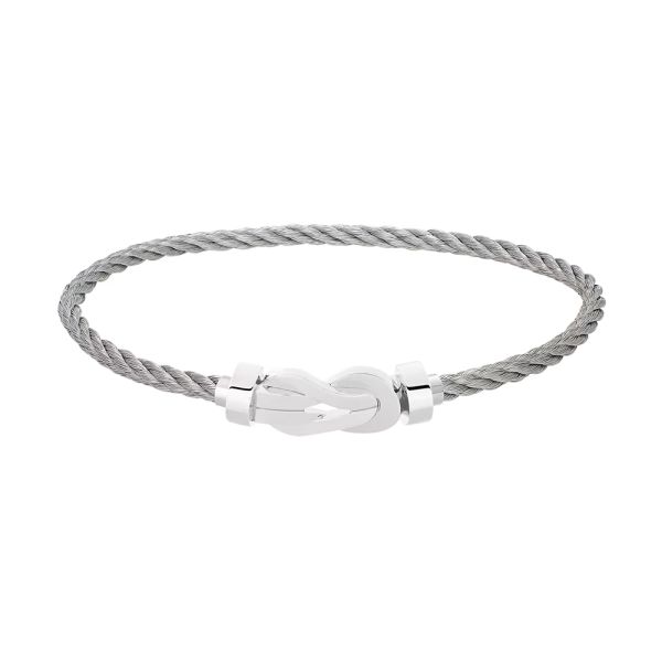 Bracelet Fred Chance Infinie moyen modèle en or blanc et câble acier 0B0106-6B0249