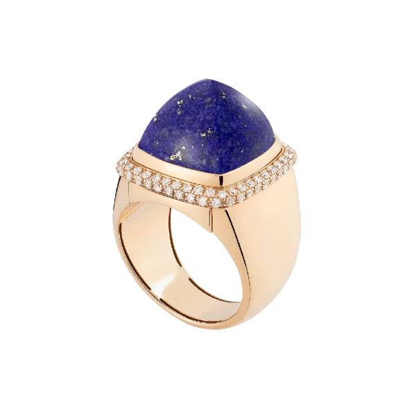 Fred Pain de Sucre large model ring in yellow gold, lapis lazuli and diamonds