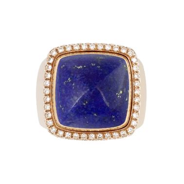 Fred Pain de Sucre large model ring in yellow gold, lapis lazuli and diamonds