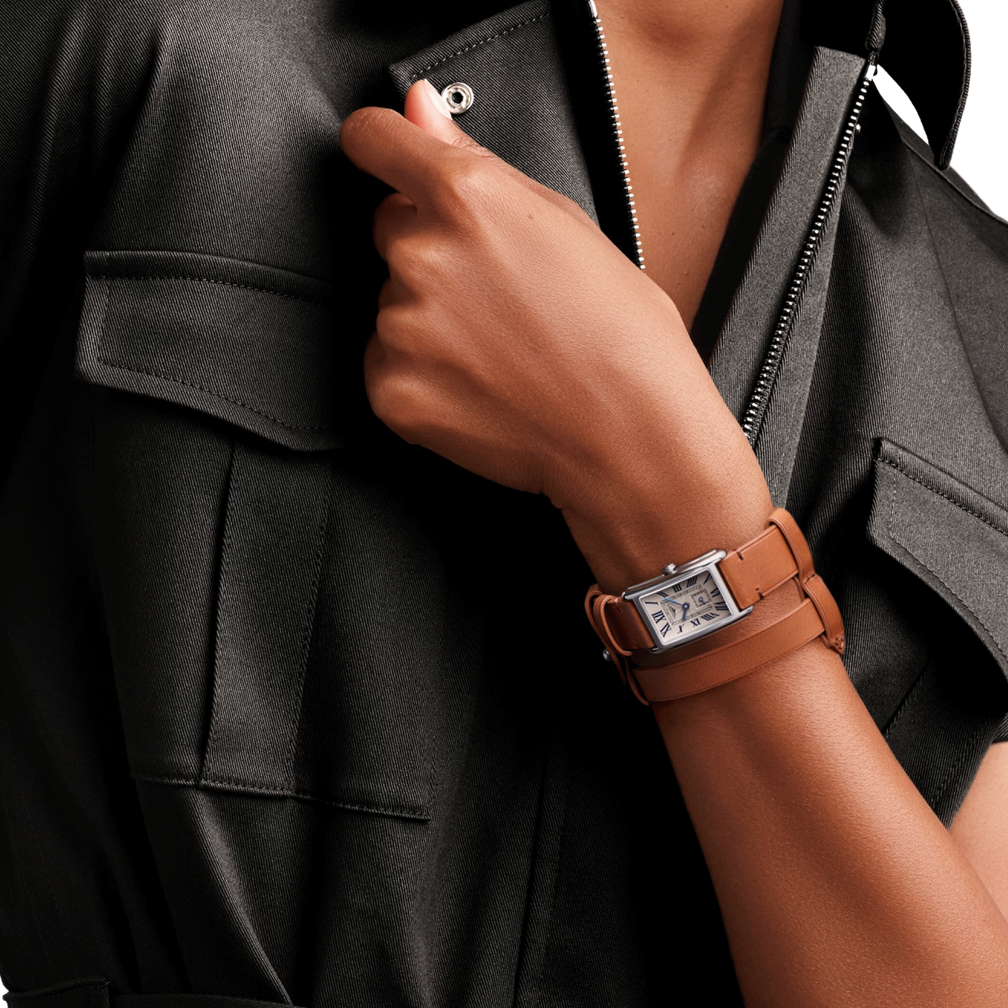 Montre Longines DolceVita X YVY quartz cadran argenté bracelet cuir brun 20,8 x 32 mm L5.255.4.71.B