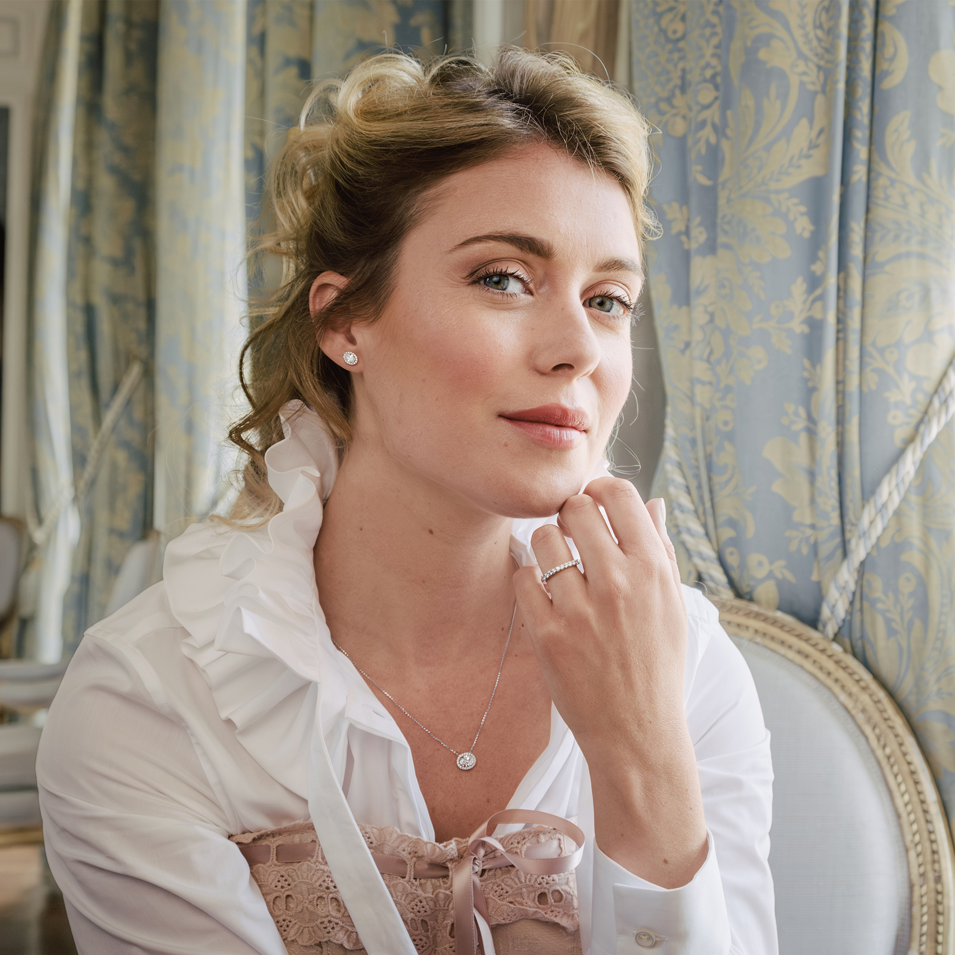 Collier Lepage Eléanor en or rose, émeraude et diamants