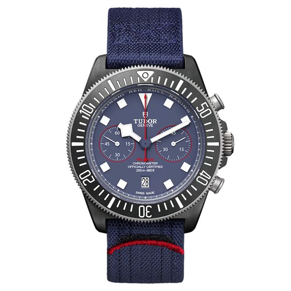 Tudor Pelagos FXD Chrono Alinghi Red Bull Racing Edition automatic watch blue dial blue fabric strap 43 mm