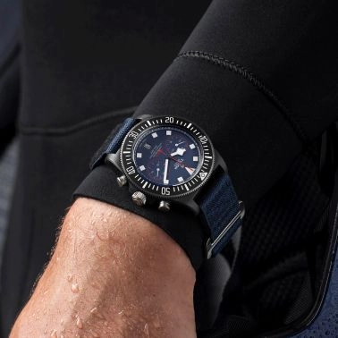 Tudor Pelagos FXD Chrono Alinghi Red Bull Racing Edition automatic watch blue dial blue fabric strap 43 mm