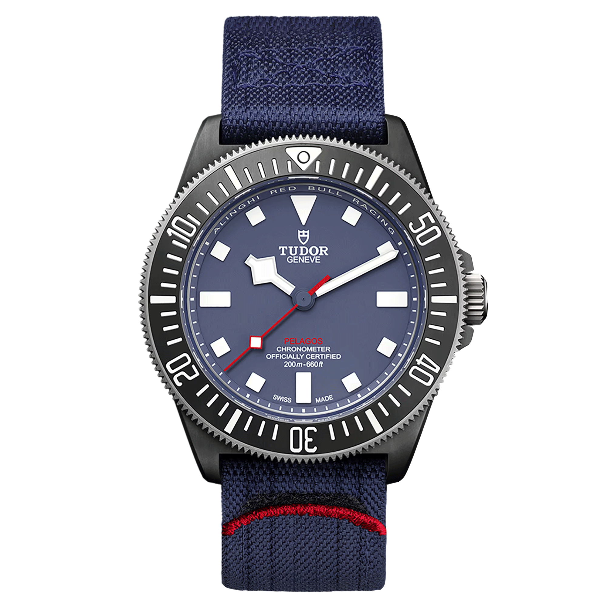Montre Tudor Pelagos FXD Alinghi Red Bull Racing Edition automatique cadran bleu bracelet tissu bleu 42 mm M25707KN-0001
