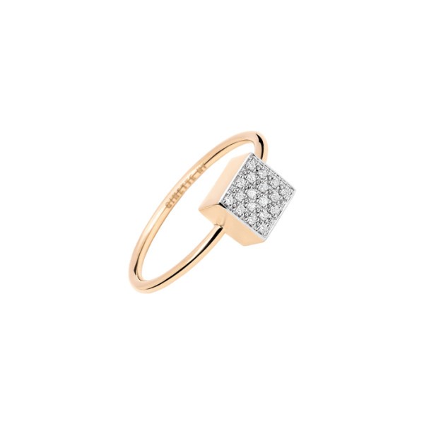 Bague Ginette NY Baby Ever Square en or rose et diamants