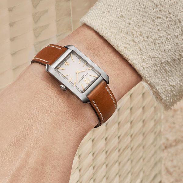 Watch Baume et Mercier Hampton quartz white dial brown calf leather strap
