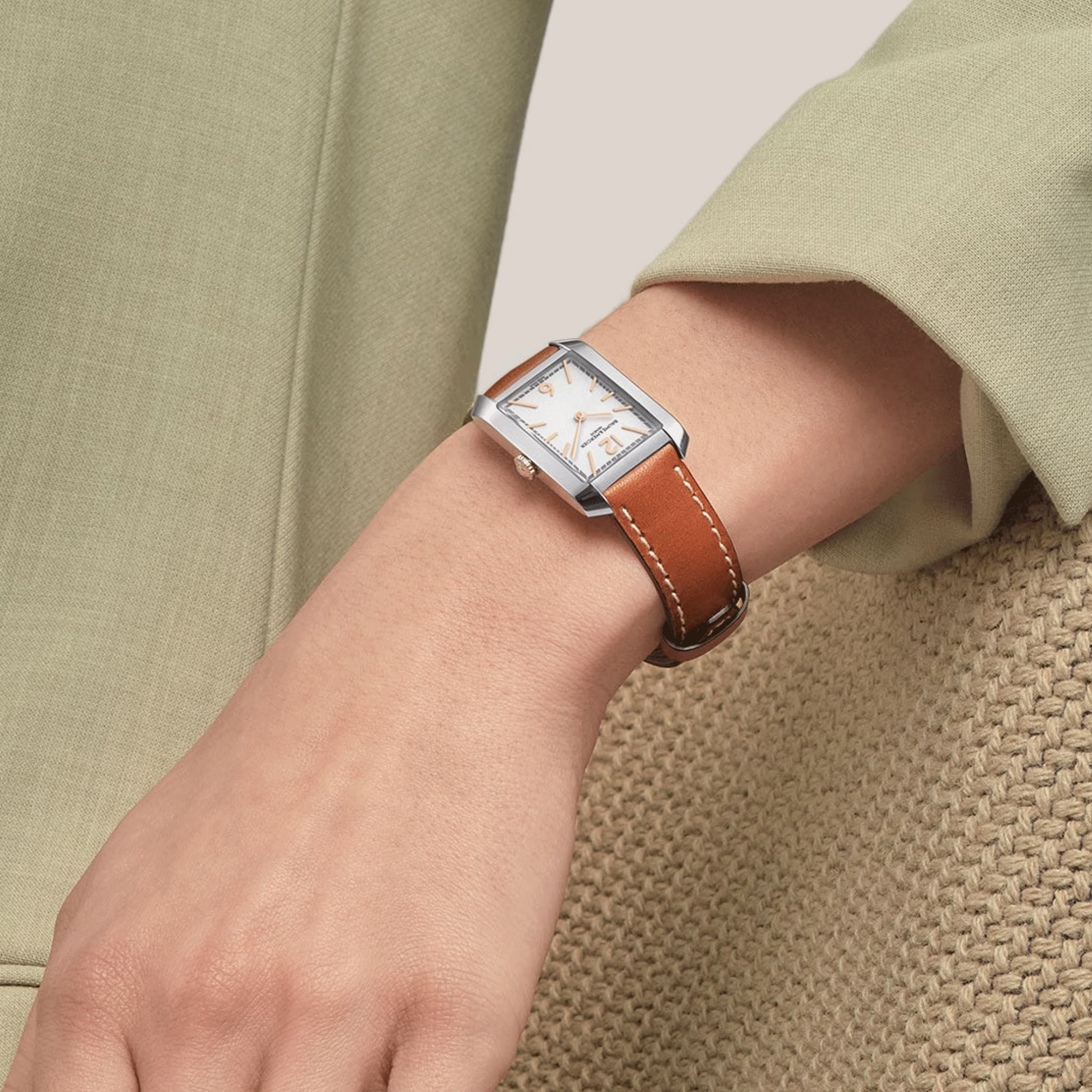 Watch Baume et Mercier Hampton quartz white dial brown calf leather strap