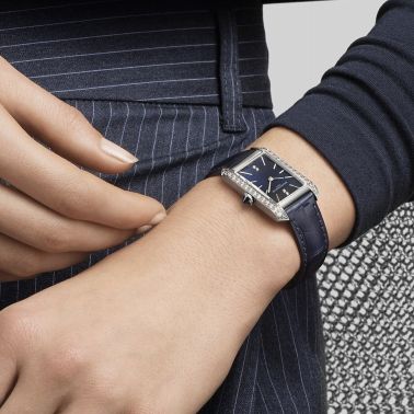 Montre Baume et Mercier Hampton Diamants quartz cadran bleu bracelet cuir bleu 35 x 22 mm 10709