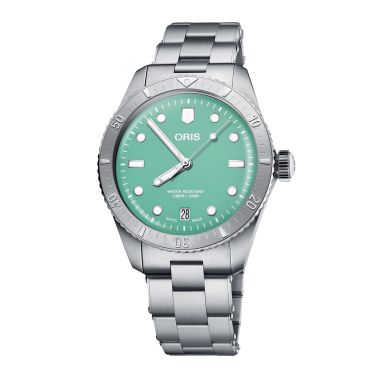 Montre Oris Divers Sixty-Five "Cotton Candy" automatique cadran vert bracelet acier 38 mm
