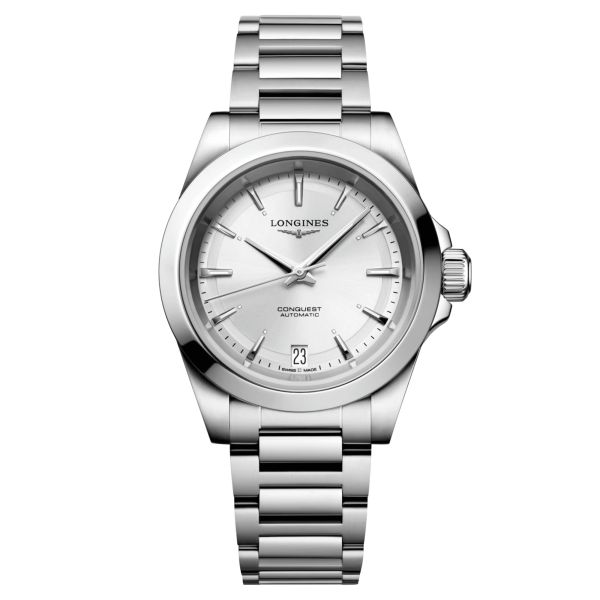 Montre Longines Conquest 2023 automatique cadran argenté bracelet acier 34 mm L3.430.4.72.6