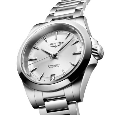Montre Longines Conquest 2023 automatique cadran argenté bracelet acier 34 mm L3.430.4.72.6