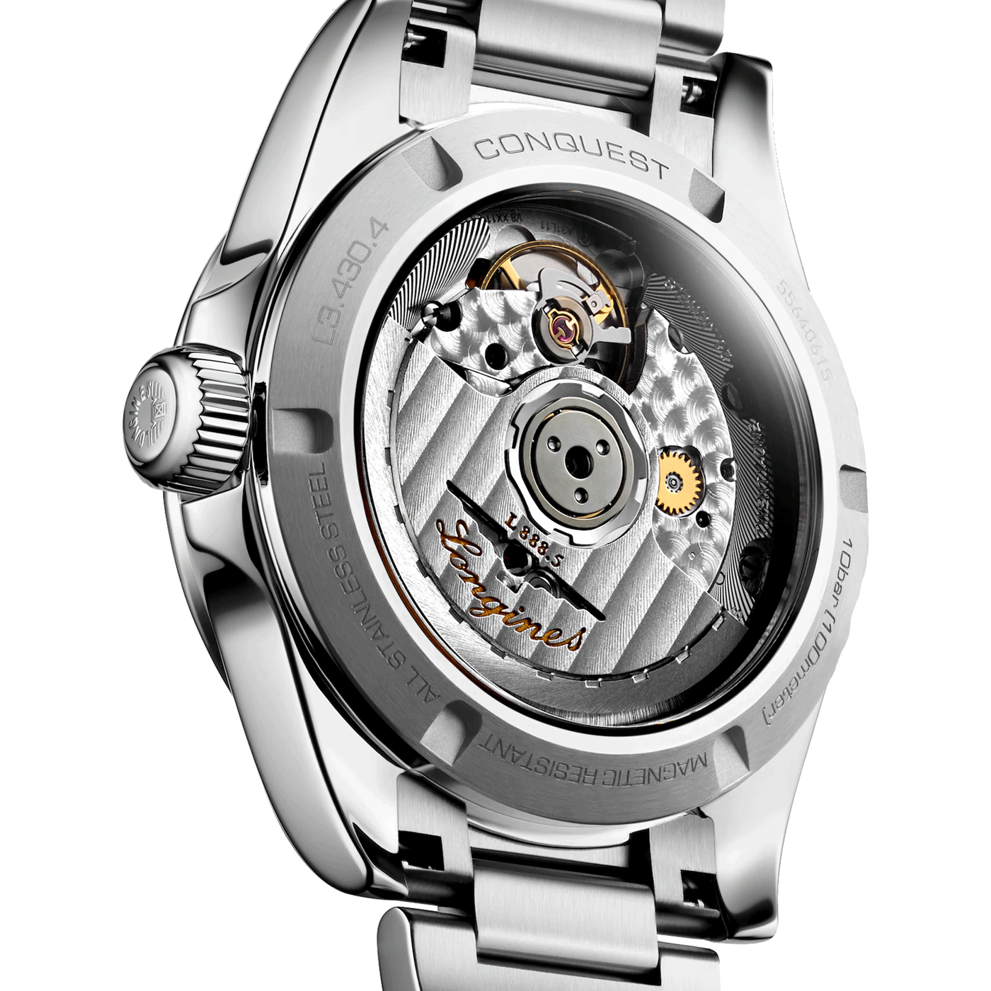Longines Conquest 2023 automatic watch brown dial steel bracelet 34 mm