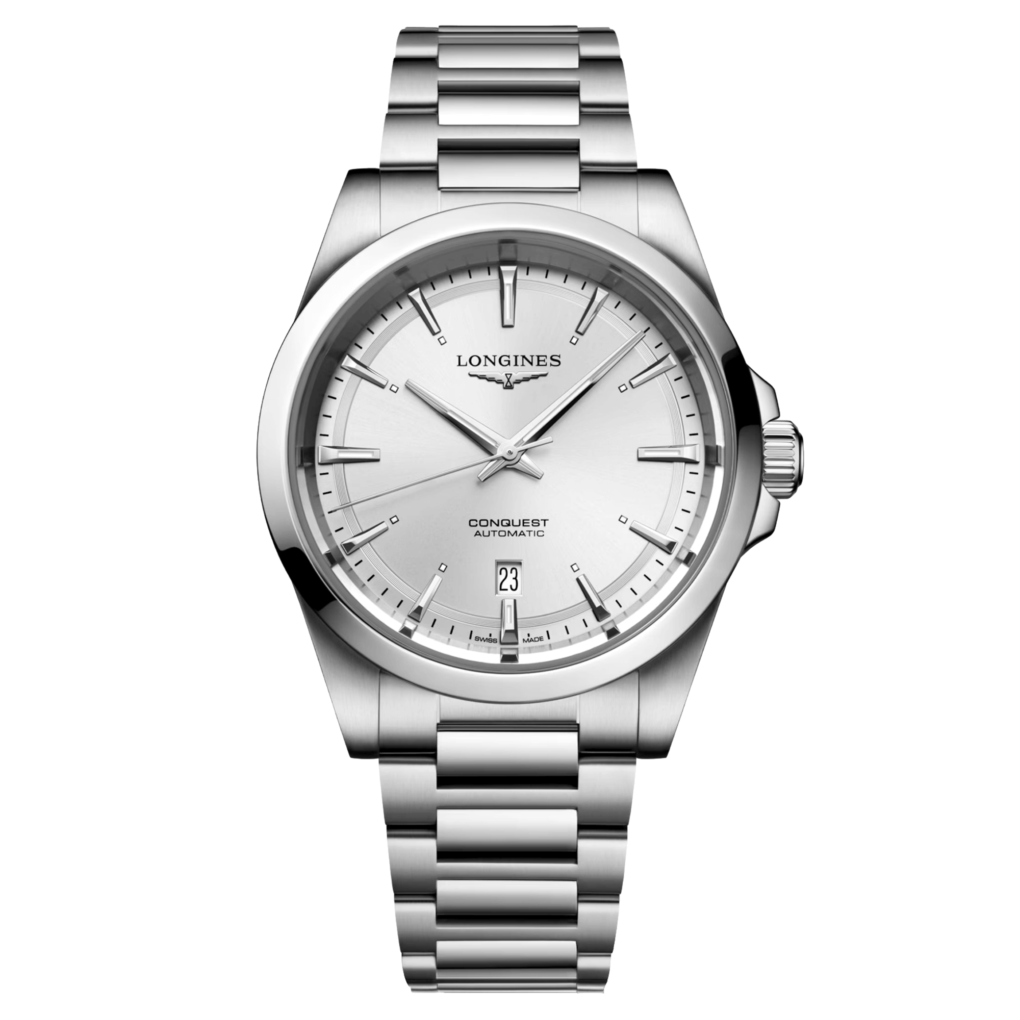 Montre Longines Conquest 2023 automatique cadran argenté bracelet acier 41 mm L3.830.4.72.6