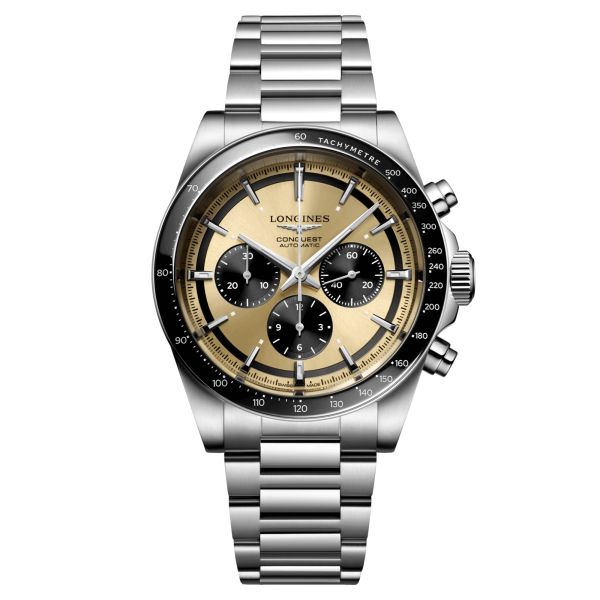 Longines Conquest Chronograph 2023 automatic watch brown dial steel bracelet 42 mm L3.835.4.32.6