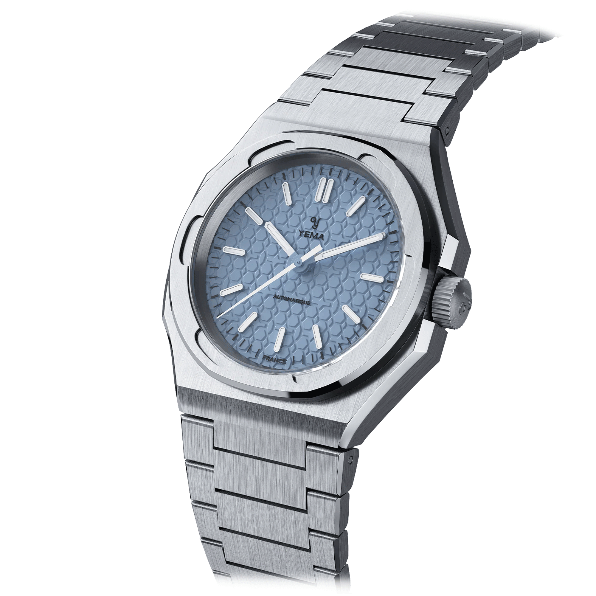 Yema Urban Traveller automatic watch blue dial stainless steel bracelet 39 mm