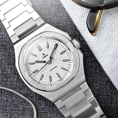 Yema Urban Traveller automatic watch white dial stainless steel bracelet 39 mm