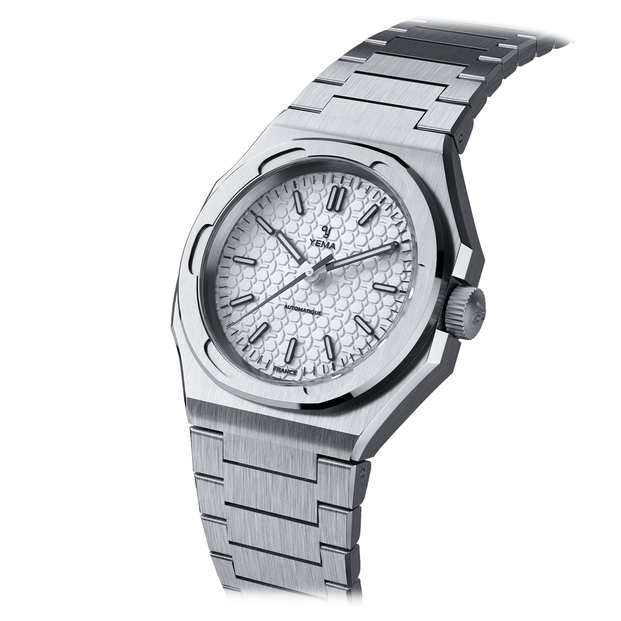 Yema Urban Traveller automatic watch white dial stainless steel bracelet 39 mm