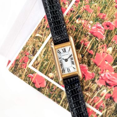 Montre Cartier Tank Mini Américaine 1380 en Or Jaune quartz 14 x 28 mm avec papiers