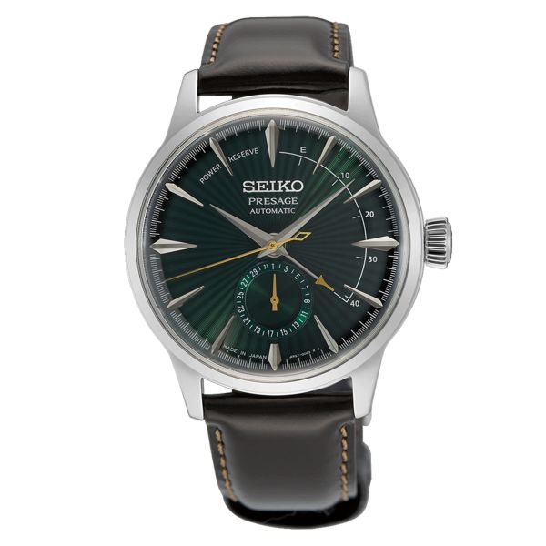 Montre Seiko Presage Cocktail "Midnight Mockinbird" automatique cadran vert bracelet acier 40,5 mm