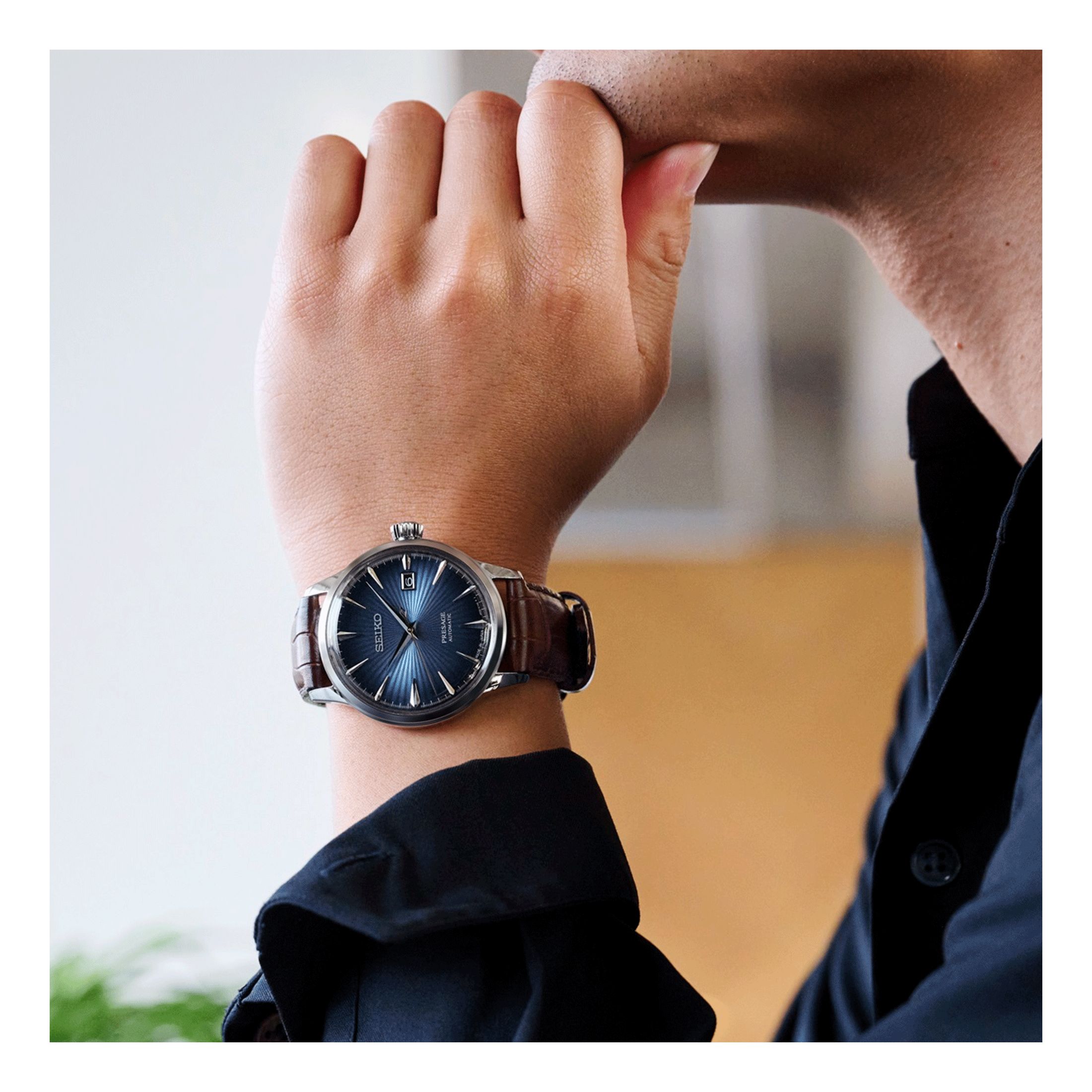 Moon Leather Seiko Cocktail Time Blue Moon Seiko Presage 'Midnight