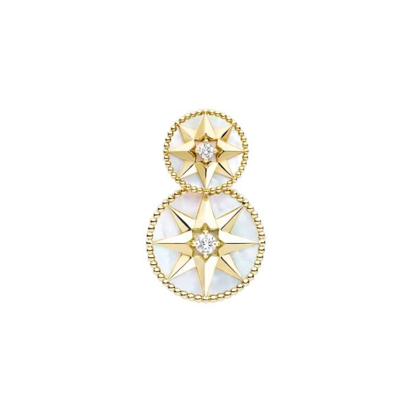 Boucle d'oreille Dior Rose des Vents en or jaune, diamants et nacre JRDV95232