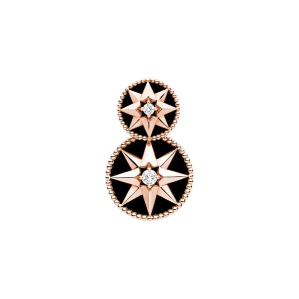 Dior Rose des Vents earring in rose gold, diamonds and onyx