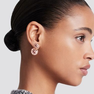 Boucle d'oreille Dior Rose des Vents en or rose, diamants et opale rose JRDV95235
