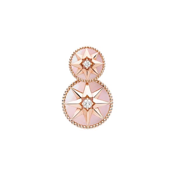 Boucle d'oreille Dior Rose des Vents en or rose, diamants et opale rose JRDV95235