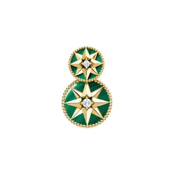 Boucle d'oreille Dior Rose des Vents en or jaune, diamants et malachite JRDV95234