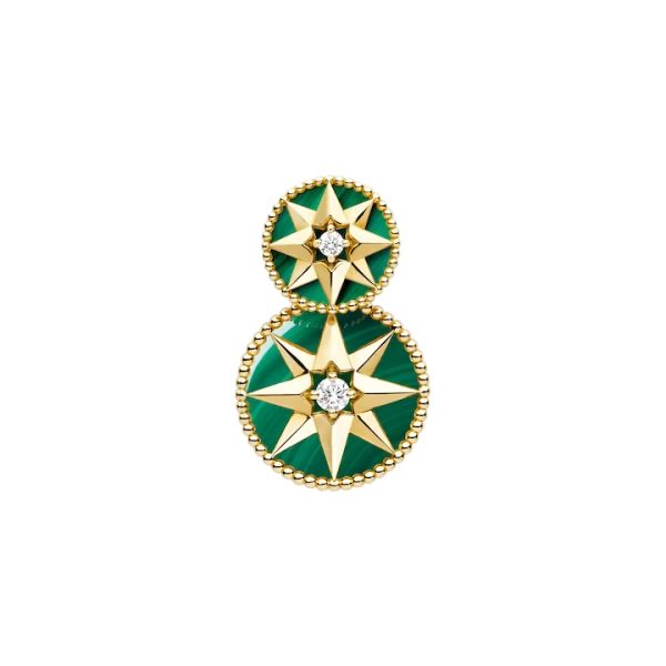 Dior Rose des Vents earring in yellow gold, diamonds and malachite
