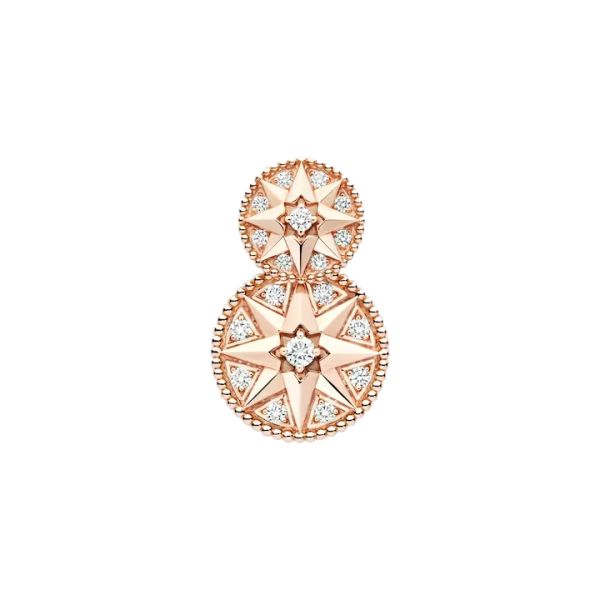 Boucle d'oreille Dior Rose des Vents en or rose et diamants JRDV94043