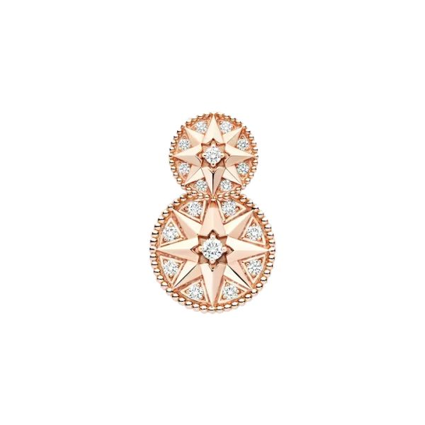 Boucle d'oreille Dior Rose des Vents en or rose et diamants JRDV94043