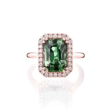 Bague Lepage Marie Lou en or rose, saphir vert et diamants