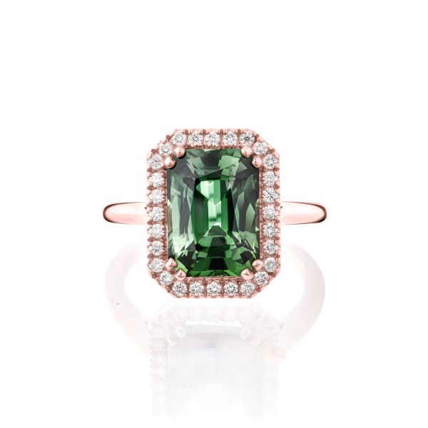 Lepage Marie Lou ring in rose gold, green sapphire and diamonds