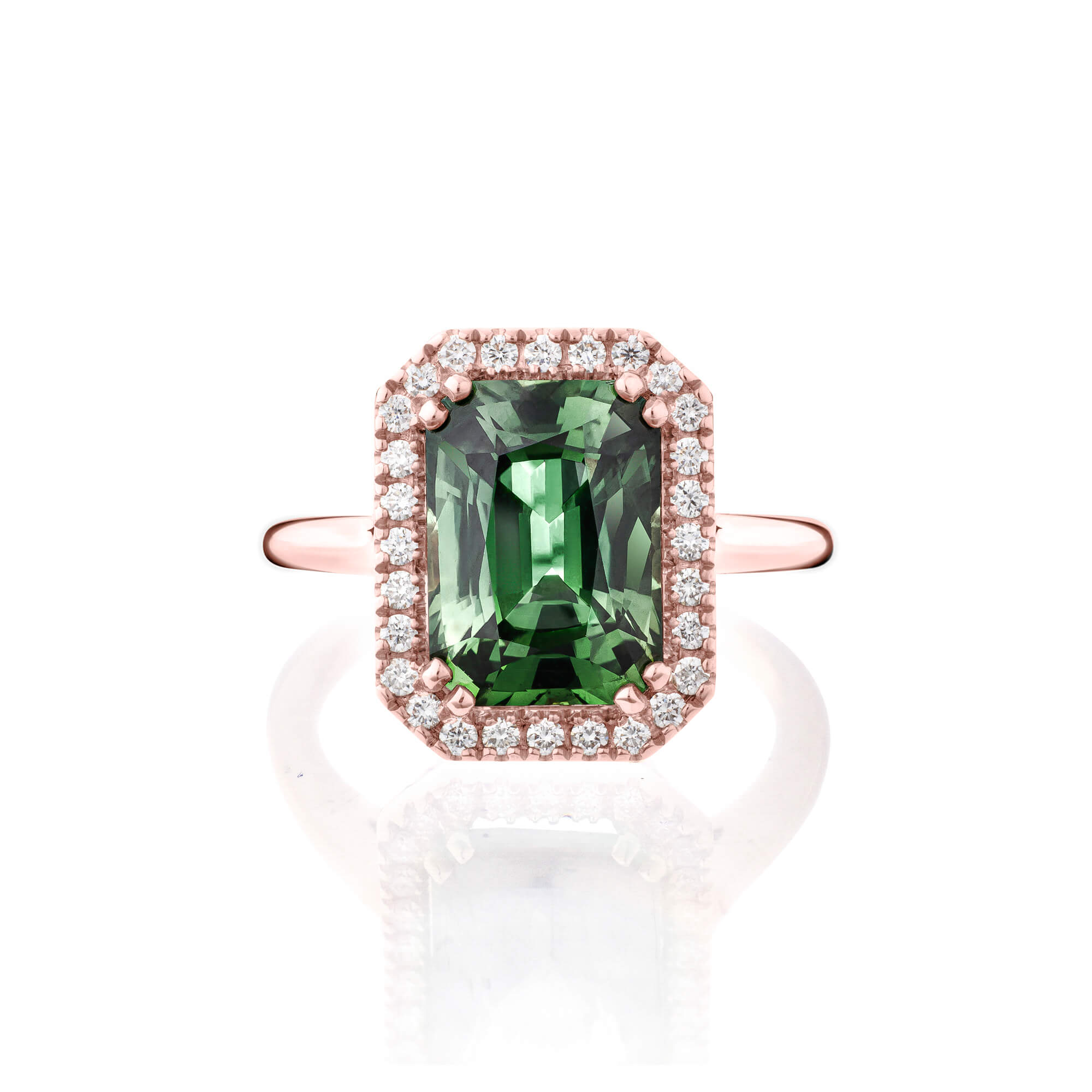 Bague Lepage Marie Lou en or rose, saphir vert et diamants