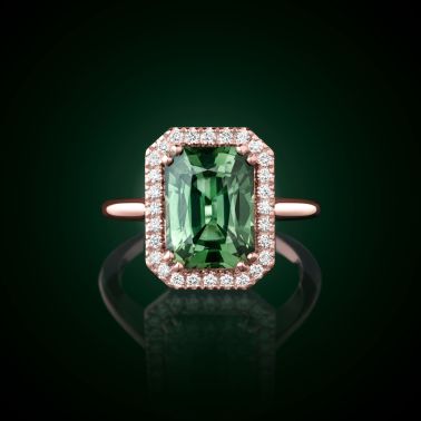 Lepage Marie Lou ring in rose gold, green sapphire and diamonds