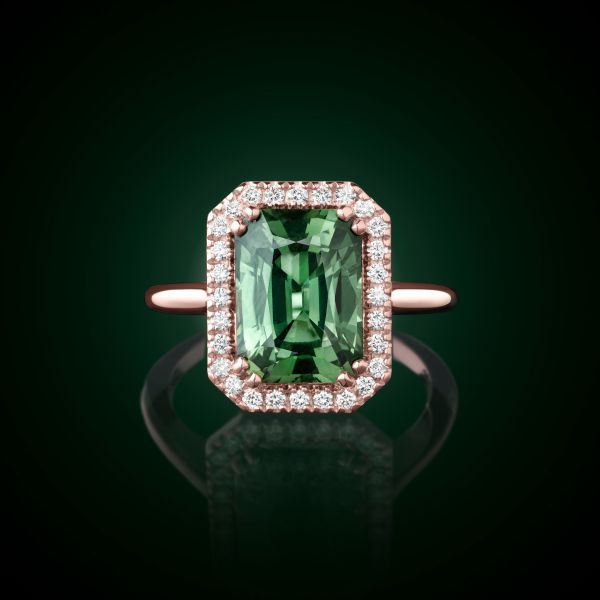 Lepage Marie Lou ring in rose gold, green sapphire and diamonds