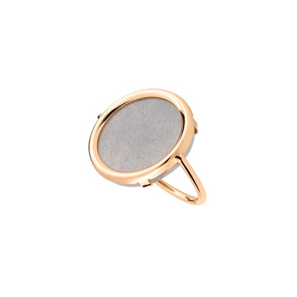 Bague Ginette NY Disc en or rose et pierre de lune grise