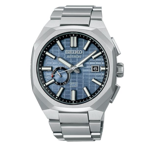 Montre Seiko Astron GPS Solar 3X62 titane cadran bleu bracelet titane 41,2 mm