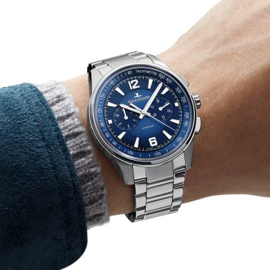 Montre Jaeger-LeCoultre Polaris Chronograph automatique cadran bleu bracelet acier 42 mm