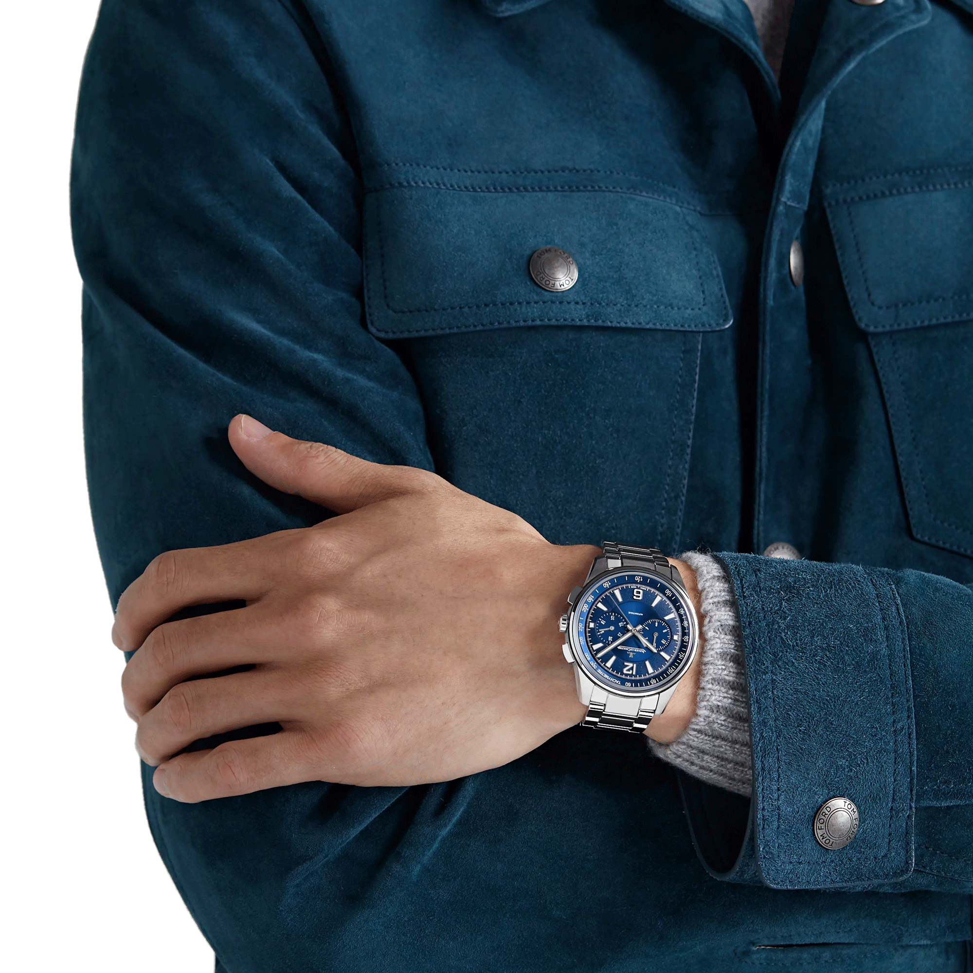 Montre Jaeger-LeCoultre Polaris Chronograph automatique cadran bleu bracelet acier 42 mm