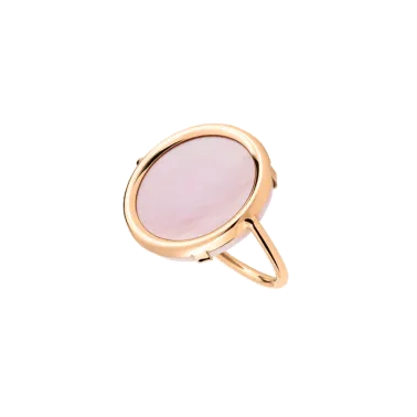 Bague Ginette NY Disc en or rose et nacre rose