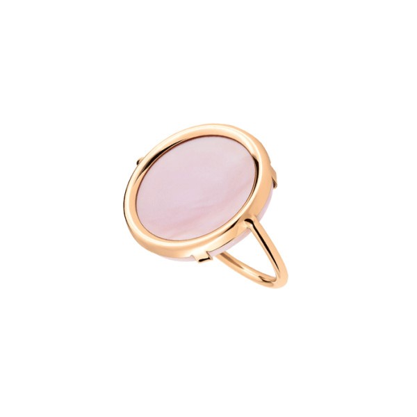 Bague Ginette NY Disc en or rose et nacre rose