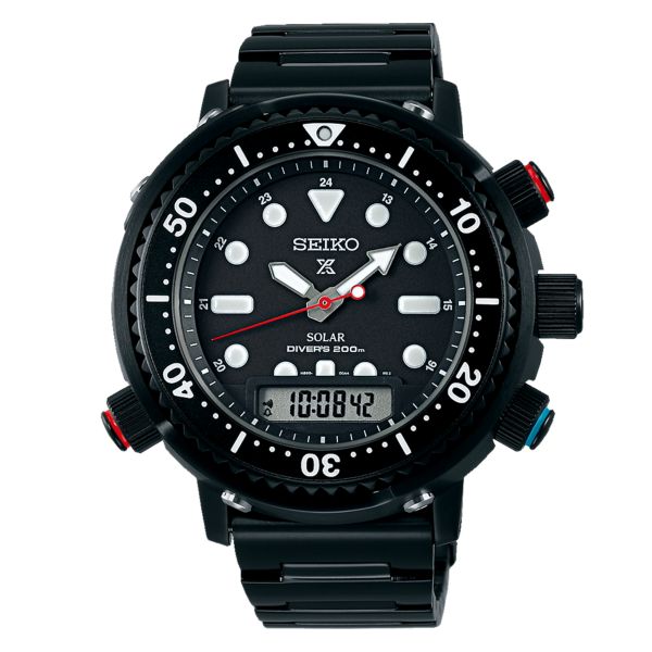Montre Seiko Prospex Solaire "Commando Arnie" Hybrid Diver’s cadran noir bracelet acier noir 46,9 mm