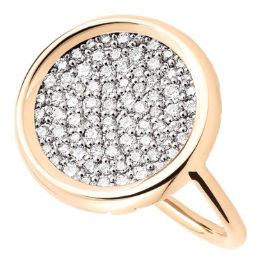 Bague Ginette NY Disc Ring en or rose et diamants