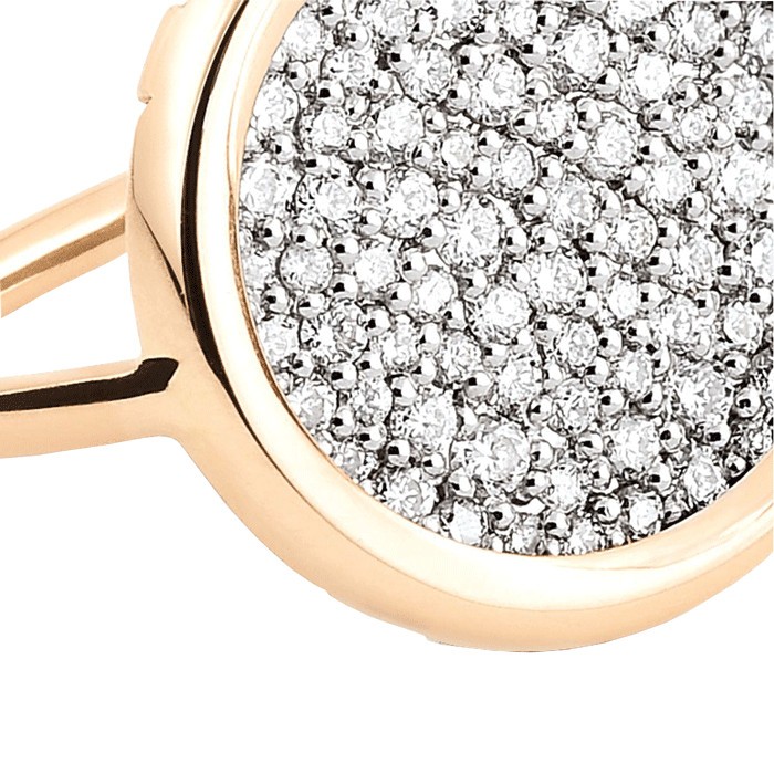 Bague Ginette NY Disc Ring en or rose et diamants