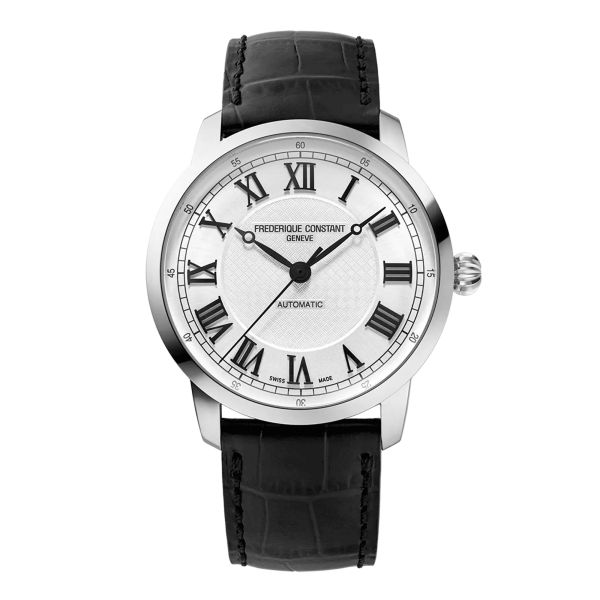 Montre Frédérique Constant Classics Première Automatique cadran blanc bracelet cuir 38,5 mm