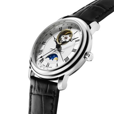 Frédérique Constant Classics Heart Beat Moonphase Date automatic watch silver dial leather strap 40 mm