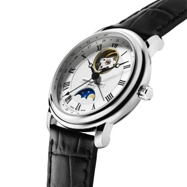 Montre Frédérique Constant Classics Heart Beat Moonphase Date automatique cadran argenté bracelet cuir 40 mm